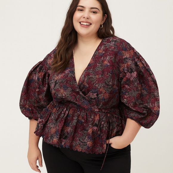 Kika Vargas for Target. Peplum tie top with puff sleeves and rick rac hem. F4 - Picture 1 of 6